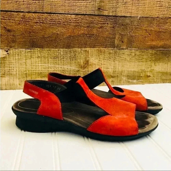 Mephisto Petrea Slip On T-Strap Nubuck Suede Sandals - Picture 2 of 6